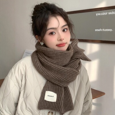 Christmas red knitted scarf for women, winter Korean versio