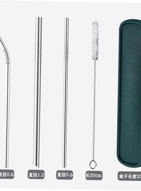 8 pcs metal drinking straw reusable straws 3 cleaner brush