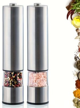 Electric Salt Pepper Grinder Set One Handed Operation Stainl