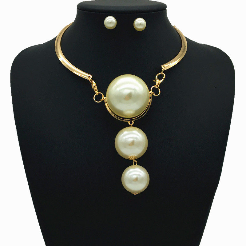 tassel pearl necklace suit jewelry women 欧美夸张大珍珠项链