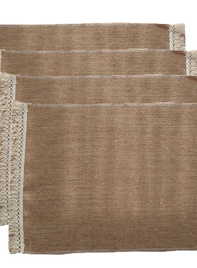 4/6 片 Kitchen Place Mats黄麻流苏餐垫美食拍照餐桌垫隔热盘垫