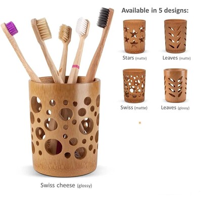 Bamboo Tube Toothbrush Cup Holder Drainage Air Circulation T