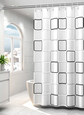 The bathroom shower curtain checkered PEVA Environmental