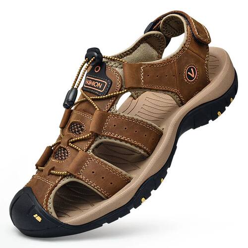 Summer Men Sandals Genuine Leather Mens Casual Shoes Outdoor