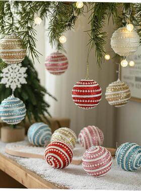 Christmas tree pendant Pearl thread Decorative painted ball
