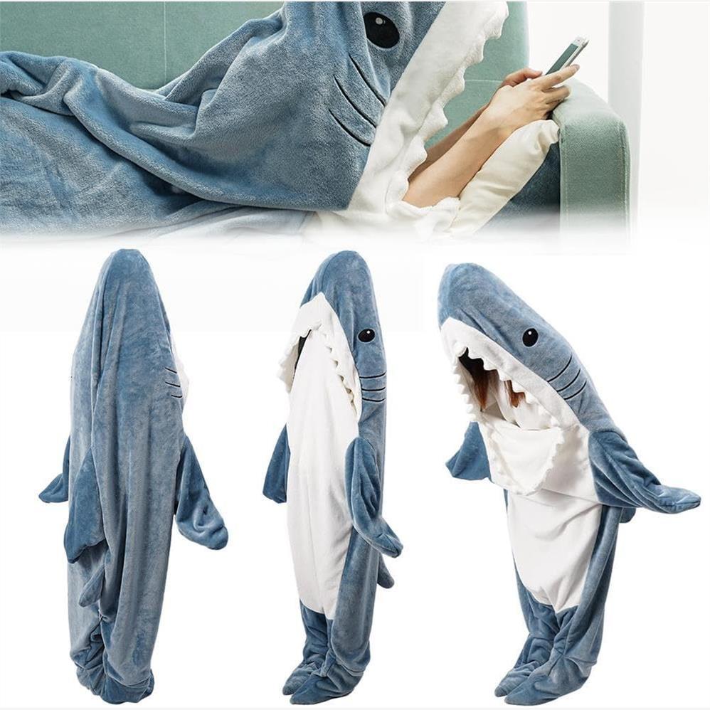 Cartoon Shark Sleeping Bag Pajamas Office Nap Shark Blanket