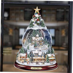 New Christmas Tree Music Box Snowman Window Glass Decoration