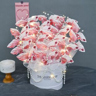 圣诞节蝴蝶花束手工diy材料包有钱花发财抱抱桶送女朋友生日礼物