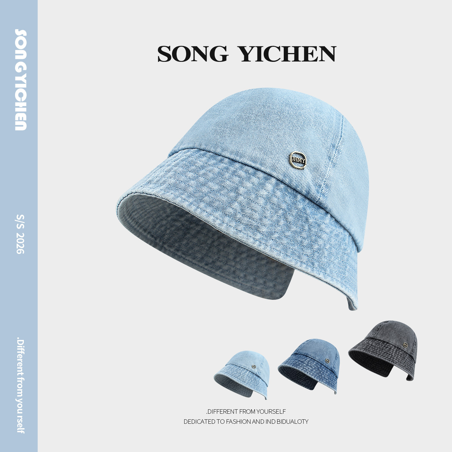 韩版牛仔可扎马尾渔夫帽女2026春夏季小檐圆顶百搭水洗日系遮阳帽