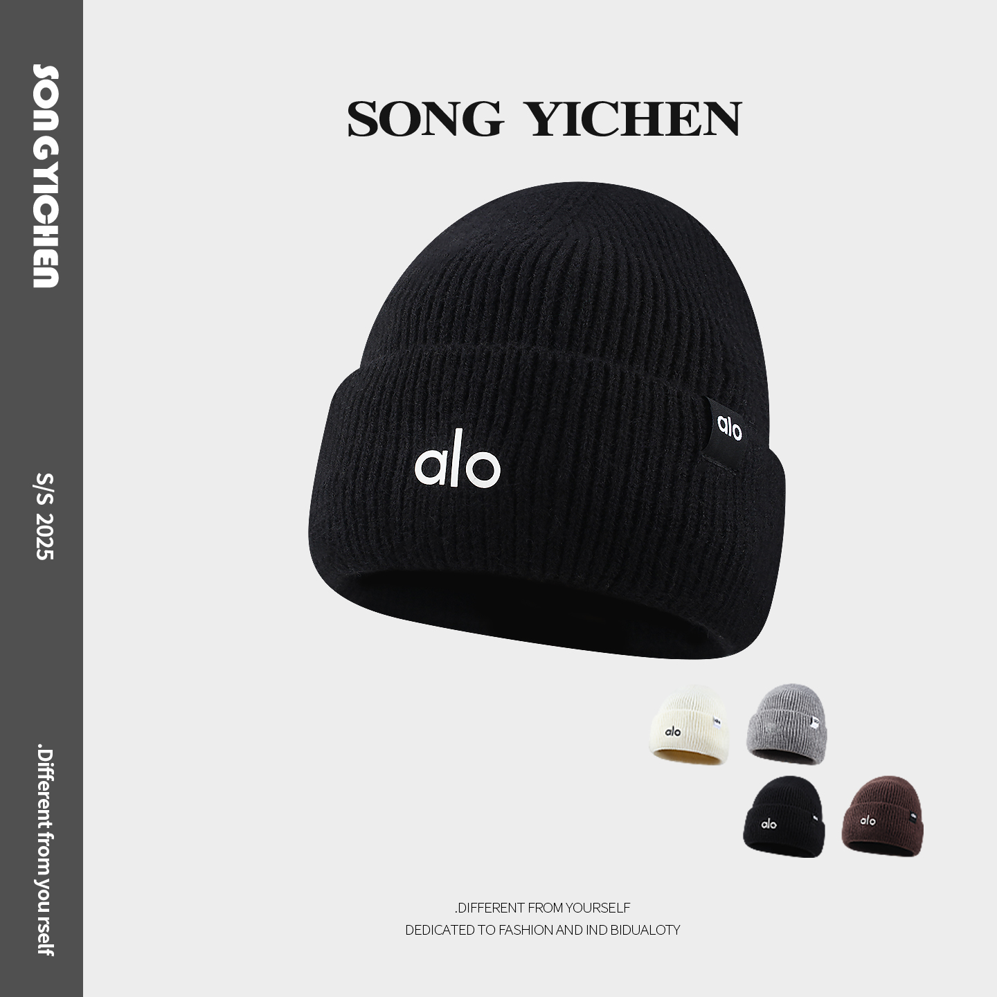 韩系潮牌情侣款字母保暖针织冷帽