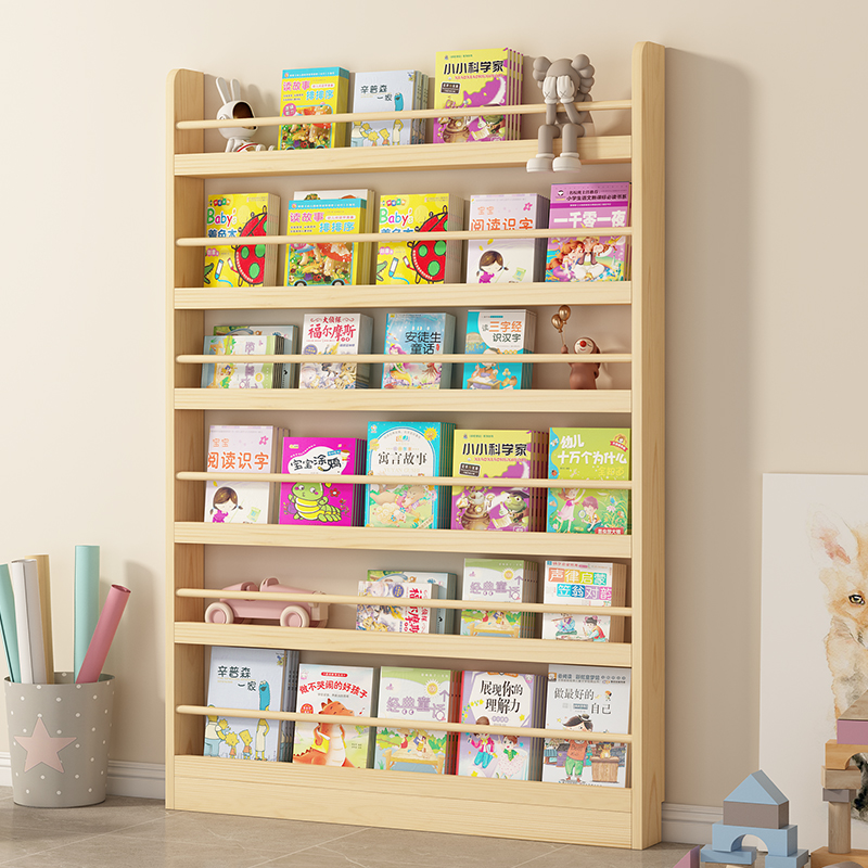 门后书架置物架落地壁挂多层阅读收纳层架家用绘本架儿童实木薄书