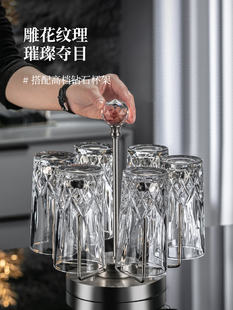 高端雕花水晶杯家用玻璃杯家庭套装客厅耐高温绿茶杯招待客人的水