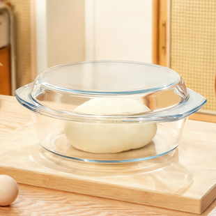 家用玻璃和面盆带盖厨房食品级料理面粉碗大容量发面盆透明搅拌盆
