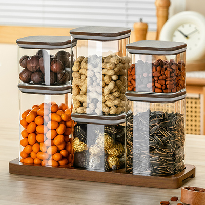 家用透明玻璃干果密封零食收纳罐