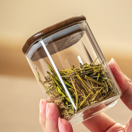 高颜值防潮密封玻璃小号茶叶罐