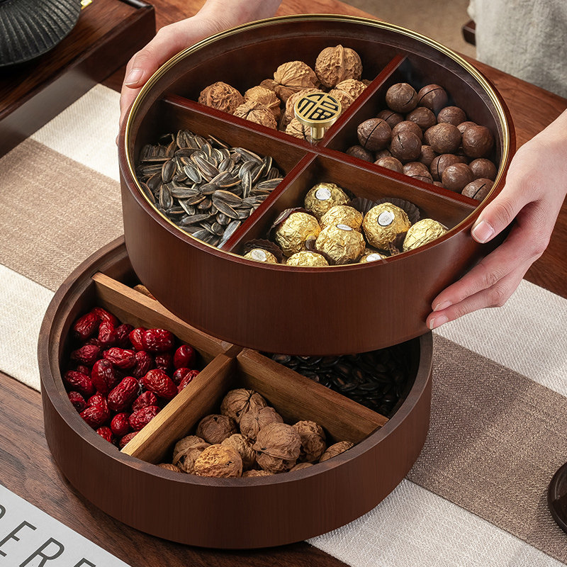 高颜值胡桃木果盒福字收纳盒