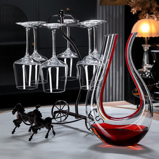 轻奢高颜值红酒杯套装 家用高档葡萄酒醒酒器创意精致杯架倒挂架