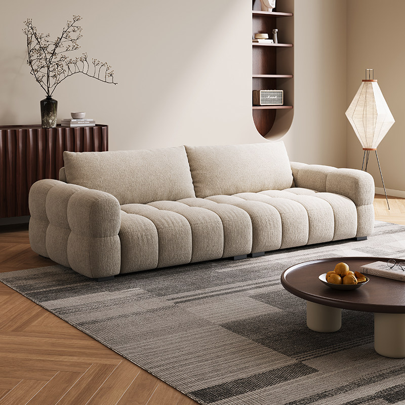 เงินอุดหนุนจากรัฐบาลโซฟา chenille 2025 ใหม่อพาร์ทเมนต์ขนาดเล็กที่ทันสมัยเรียบง่ายแถวตรงโซฟาผ้าพัฟเมฆ