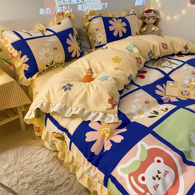 l新韩版床裙床单被套床上四小件套夏天 件冰丝少女心 公主风清三