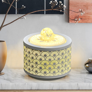 桌面现代家居轻奢循环流水生财风水轮摆件迷你招财时来运转水晶球