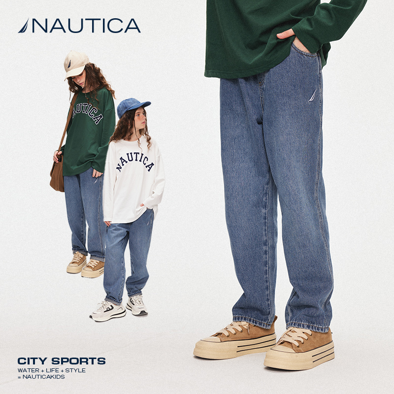 NAUTICA/诺帝卡童装 男童女童牛仔裤水洗长裤春秋季儿童美式复古