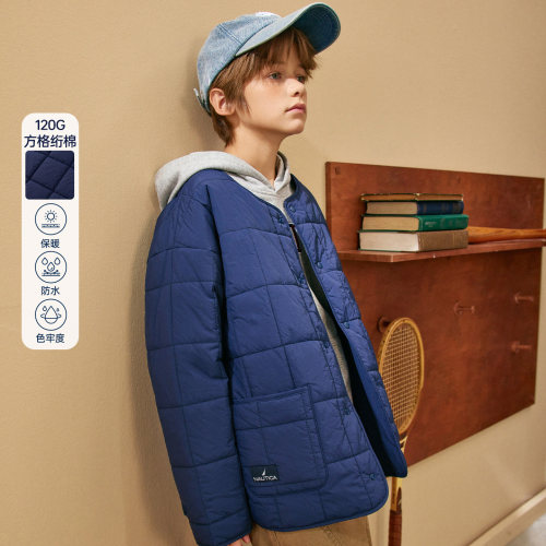 NAUTICA/诺帝卡童装男女童120g再生棉服外套秋冬轻柔儿童圆领棉衣