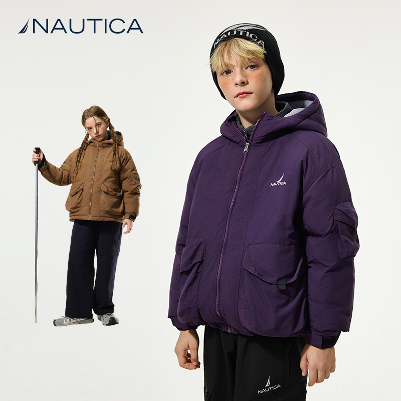 NAUTICA童装 男童女童羽绒服儿童秋冬季夹克防泼水工装棉感户外