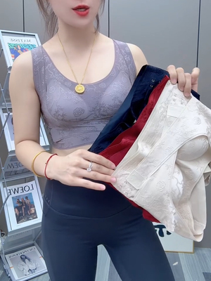 国风新中式背心女休闲带胸垫聚拢大胸显小内衣美背收副乳运动文胸