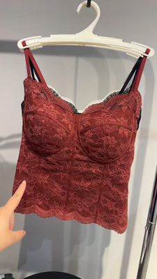 保暖蕾丝吊带背心女士秋冬2025年新款聚拢一体式文胸打底美背内衣