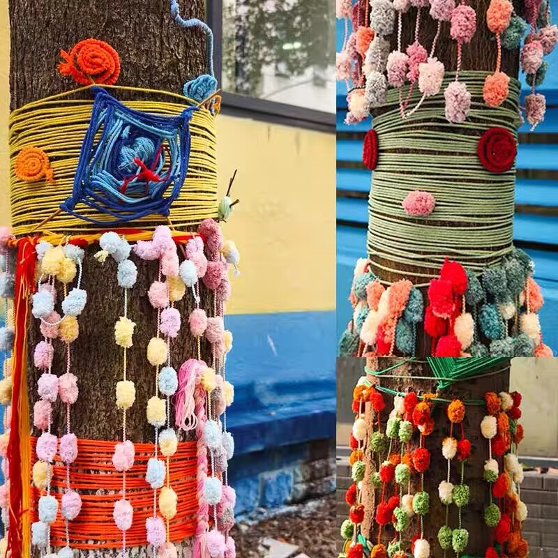 超粗冰岛毛线手工编织地毯diy