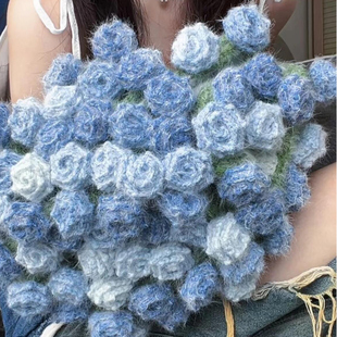 麦线线云小绒魔法球玫瑰花毯子材料包毛毯编织diy花朵自制盖钩毯