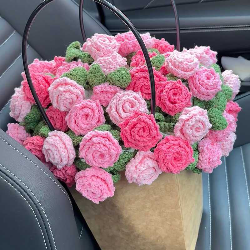 玫瑰花花束毯子编织diy