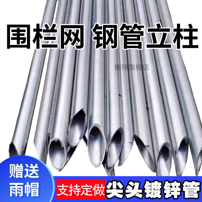 加厚尖头镀锌管铁丝网专用立柱