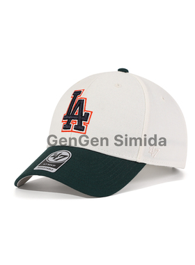 47brand MVP 硬顶米色拼绿色道奇队LA字母纪念款棒球帽复古鸭舌帽