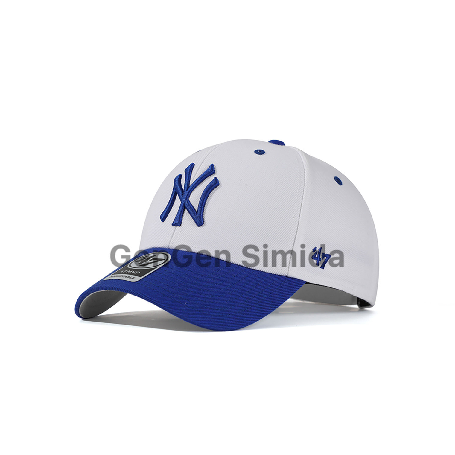 47brand MVP 硬顶白色拼克莱因蓝NY防晒棒球帽休闲嘻哈复古弯檐帽