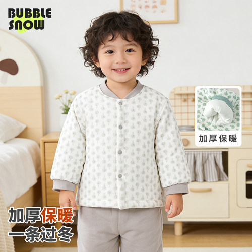 46115儿童加厚保暖棉服秋冬外出满印打底棉服