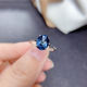 镀925银伦敦蓝托帕石戒指女日韩简约时尚 蓝色水晶开口指环 气质款