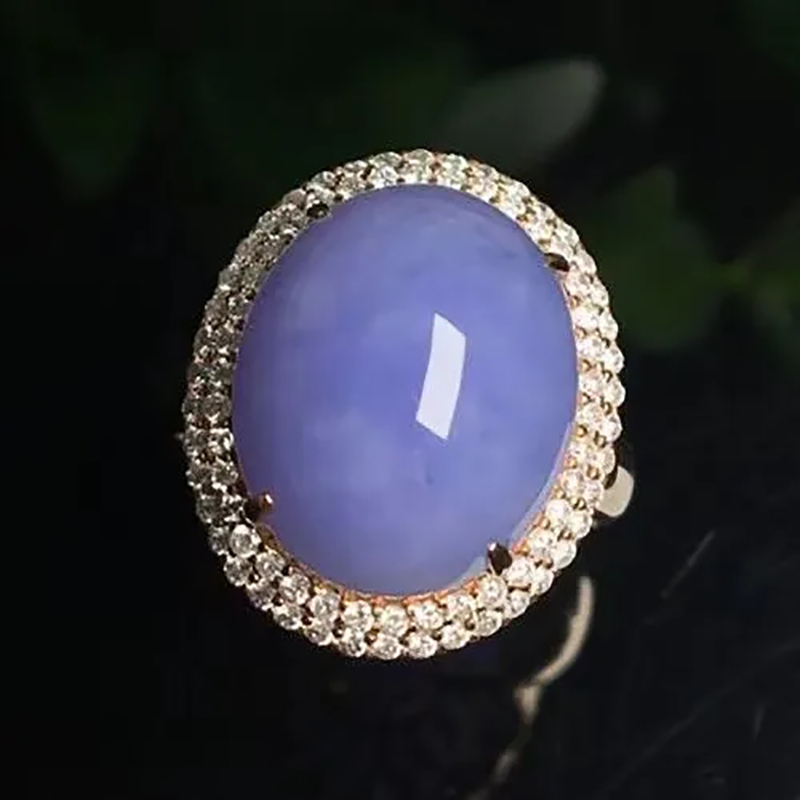 大蛋面紫罗兰玉髓S925银冰种奢华