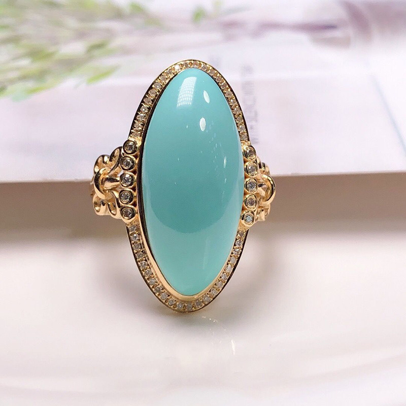 绿松石菱形戒指S925银镶嵌