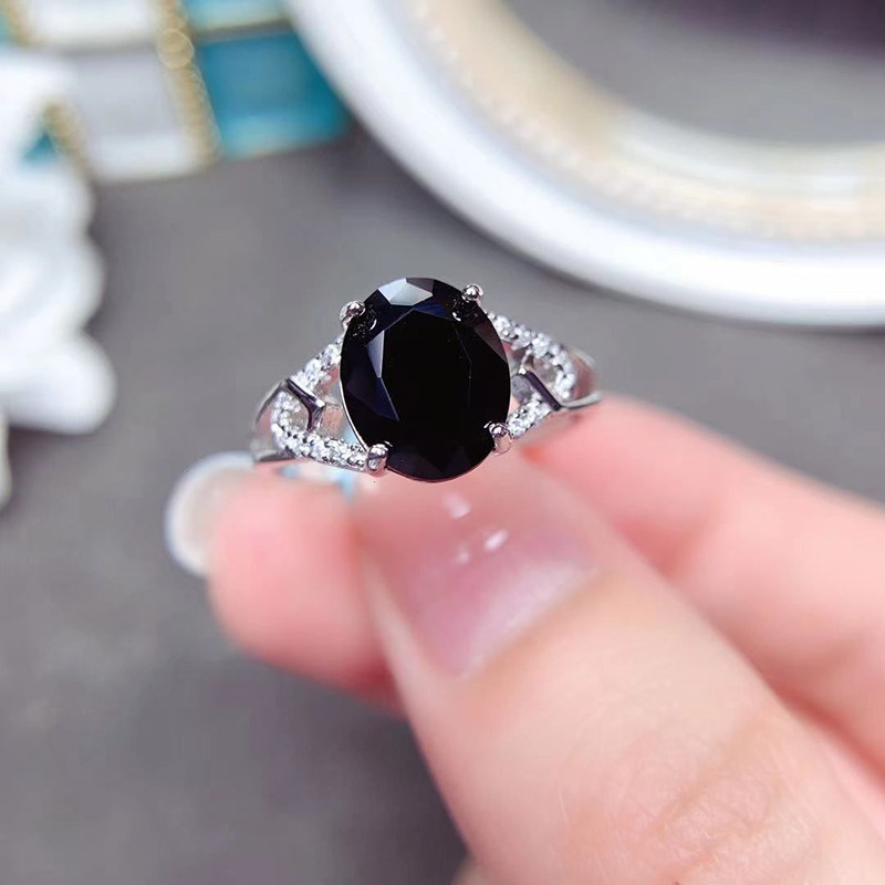 2024新款黑尖晶石镶嵌戒指S925银