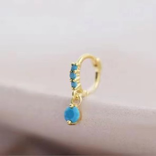 新款民族风人工仿绿松石大小圈耳环女士个性时髦潮酷气质百搭耳饰