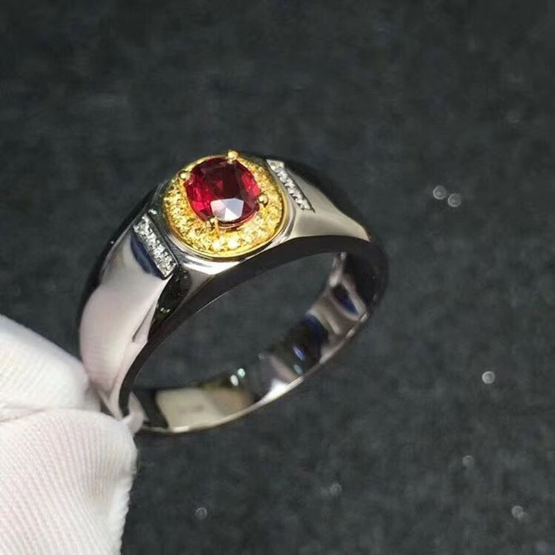 双色工艺指环红宝石戒指