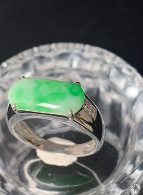 温润如玉天然玉髓戒指S925银镶嵌新款精致秀气送男友老公礼物