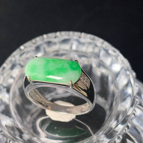 温润如玉天然玉髓戒指S925银镶嵌新款精致秀气送男友老公礼物