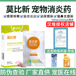 汉维莫比新阿莫西林克拉维酸钾片宠物猫狗感冒消炎药50 500mg 250