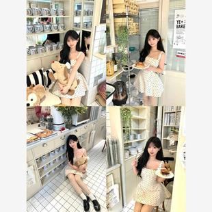 双轨虞书欣姜暮同款早春2025新款小个子白色波点连衣裙高级感短裙