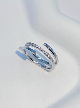 通体s925纯银双层戒指女小众设计