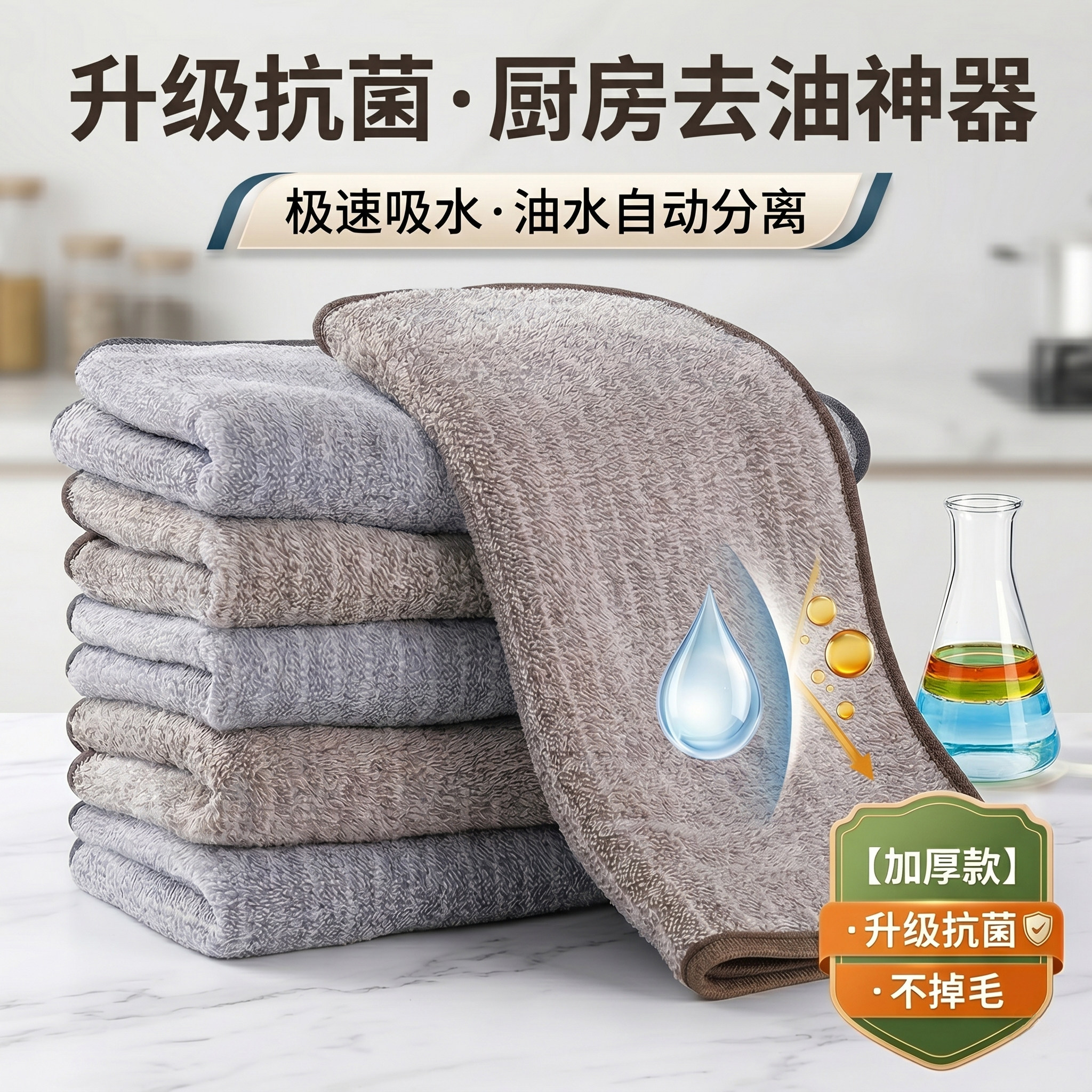 厨房专用抹布家用不沾油吸水毛巾不掉毛擦桌布家务用品清洁洗碗布
