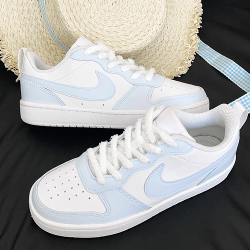定制球鞋Nike送女友海盐少女可爱猫爪耐克Court板鞋雾霾奶蓝校园