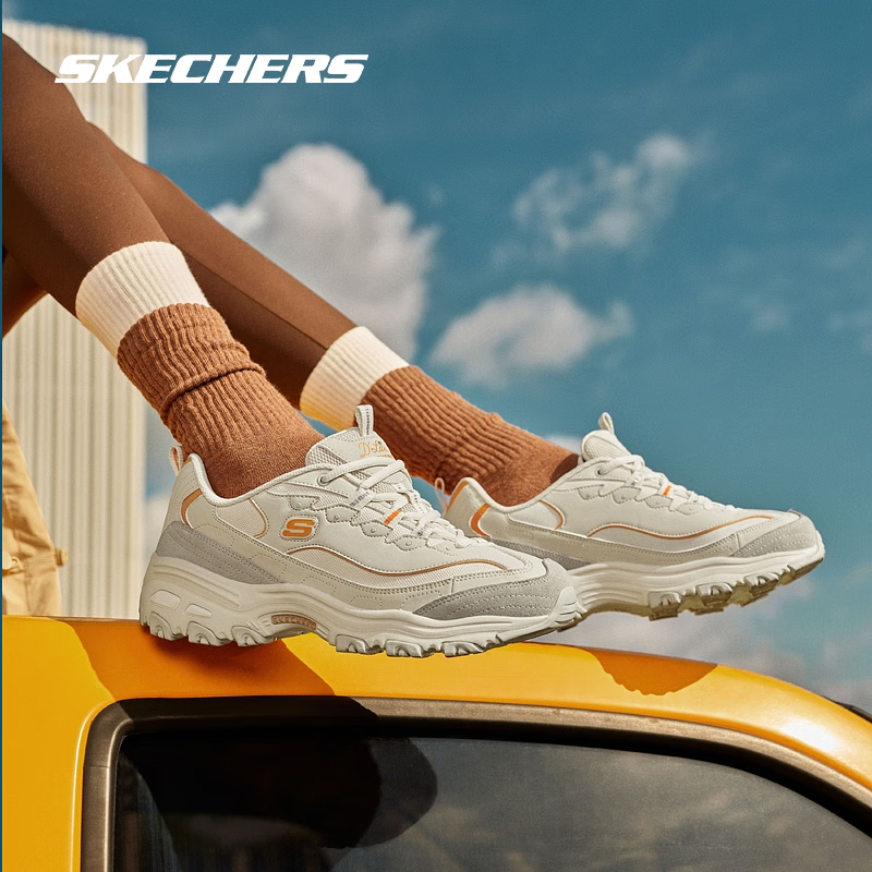 Skechers斯凯奇24新款摩卡熊运动鞋复古厚底增高老爹鞋熊猫鞋女